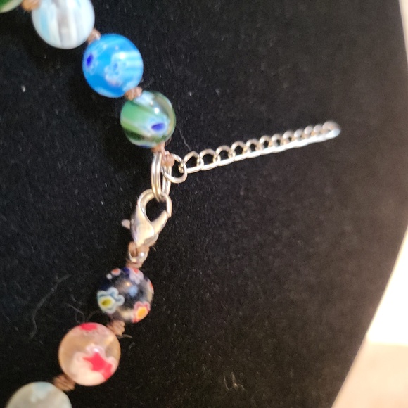 18" Millefiori Colorful Lampwork Murano Round Glasd Beaded Necklace - Picture 3 of 3